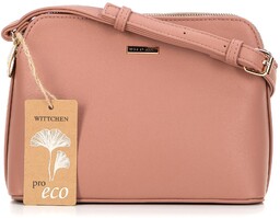 Damska crossbody z ekoskóry dwukomorowa różowa