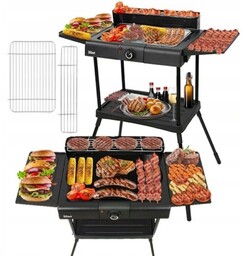 Duży GRILL ELEKTRYCZNY ogrodowy TERMOSTAT stojący 2400W