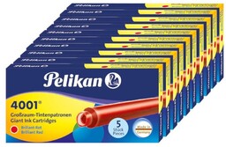 Naboje do pióra wiecznego długie 4001 czerwone PELIKAN