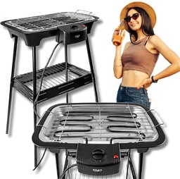 Mocny GRILL ELEKTRYCZNY ogrodowy TERMOSTAT stojący 2400W regulacja