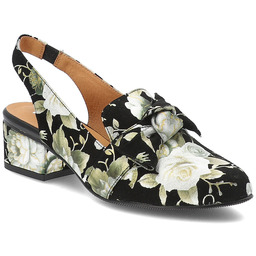 Maciejka Czarne Sandały W Kwiaty Eleganckie Obuwie Damskie