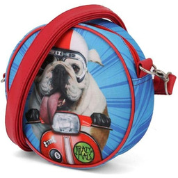 Krazymals Bulldog -Okrągła Torebka, Niebieska, 18 x 18
