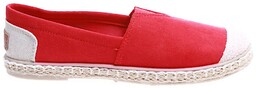 Czerwone materiałowe balerinki espadryle