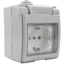 Gniazdo pojedyncze schuko natynkowe IP55 hermetyczne szare M-L