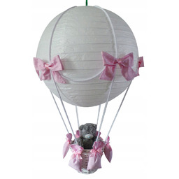 Lampa Latający Balon z misiem Różowa W Kropki