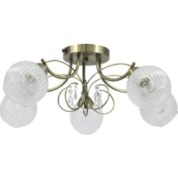 Lampa sufitowa mosiężna 5-punktowa ze szkłem 8964/5