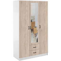 Edinos Premium Szafa trzydrzwiowa biały + dąb sonoma