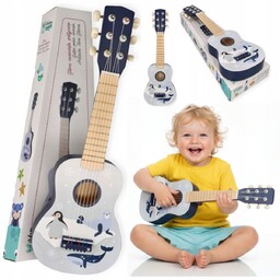 GITARA DREWNIANA ZABAWKA, INSTRUMENT MUZYCZNY, ZABAWKOWA GITARA