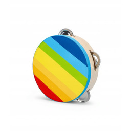 TAMBURYN 15 CM DREWNIANY NATURALNY INSTRUMENT MUZYCZNY ZABAWKA