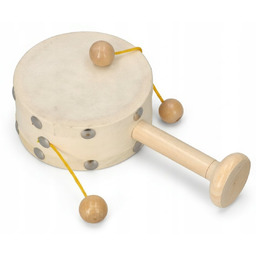 BĘBENEK DREWNIANY NATURALNY BĘBENEK RĘCZNY Z KORALIKAMI INSTRUMENT