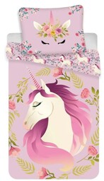 Pościel bawełniana 140x200 jednorożec różowa unicorn
