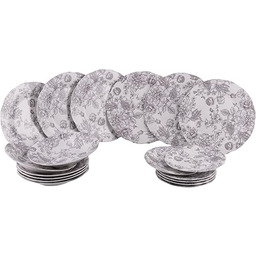 18-częściowy serwis obiadowy z porcelany, 6-osobowy, dekoracja kwiatowa,