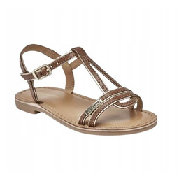 Les Tropeziennes Sandały Dziecięce Skórzane Brązowe Z Paskiem