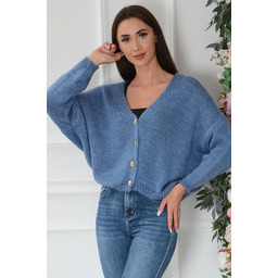 Sweter oversize na guziki dekolt V jeans Tivoli