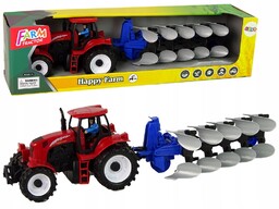 ND24_14851 Traktor z Plugiem Plastikowy Czerwony