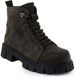 Skórzane botki damskie zamszowe khaki D&A S.Barski Premium