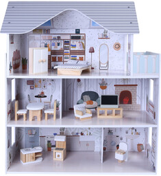 Drewniany Domek Dla Lalek Lili Balkon Mebelki