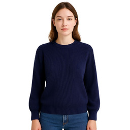 Sweter Damski z Bufkami Włoski Granatowy