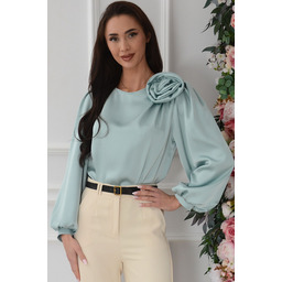 Bluzka satynowa z różą miętowa Wiky
