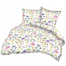 Pościel z kory 160x200 biała łączka kolorowe kwiatki