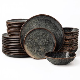 Serwis obiadowy żółto zielony 12 osób Nowoczesny