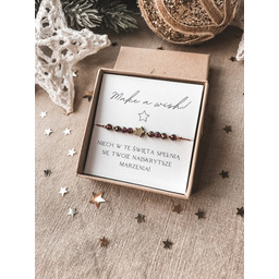 Pakamera Bransoletka Make a wish bordowa z granatem