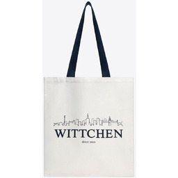 Torba płócienna z motywem panoramy miasta kremowo -