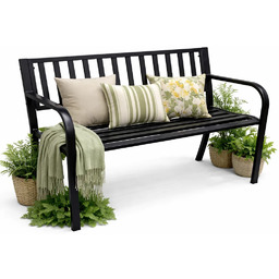Edinos Premium Czarna ławka do ogrodu z metalu