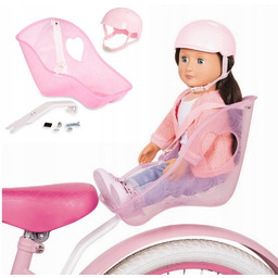 Fotelik rowerowy z kaskiem dla Lalki na rower