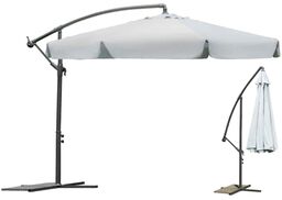 Parasol ogrodowy, składany, 6 segmentów, 250x350 cm, szary