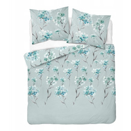 Ciepła pościel flanela flanelowa bawełna 200x220 kwiaty niebieska