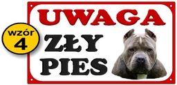Tabliczka Uwaga zły pies - z amstaffem