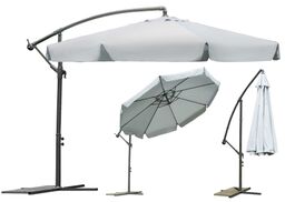 Parasol ogrodowy, składany, 8 segmentów, 250x350 cm, szary
