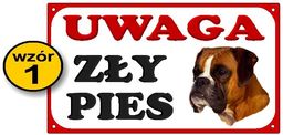 Tabliczka Uwaga zły pies - z bokserem