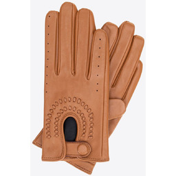 Damskie rękawiczki samochodowe ze skóry naturalnej brązowe