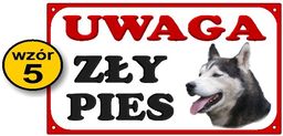 Tabliczka Uwaga zły pies - z husky