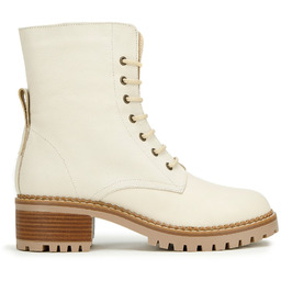 Damskie trapery skórzane klasyczne kremowe