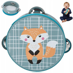 TAMBURYN TAMBURYNEK DREWNIANY Z LISEM ZABAWKA MUZYCZNA INSTRUMENT