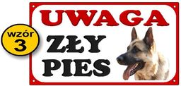 Tabliczka Uwaga zły pies - z owczarkiem