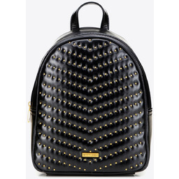 Damski plecak z imitacji skóry z dżetami czarno