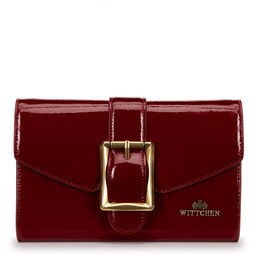 Damska kopertówka ze skóry lakierowanej bordowa