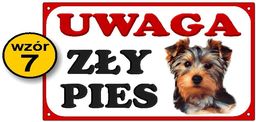 Tabliczka Uwaga zły pies - z yorkiem