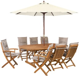 Beliani Zestaw mebli ogrodowych parasol 8 krzeseł