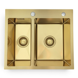 Zlewozmywak stalowy dwukomorowy STEEL 5649 Gold