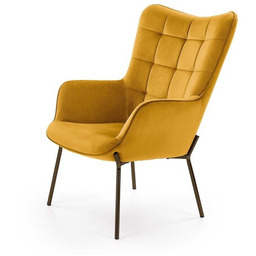 Fotel wypoczynkowy tapicerowany musztardowy Castel