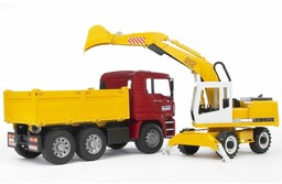 Ciężarówka Bruder MAN TGA z koparką Liebherr,1:16, 73