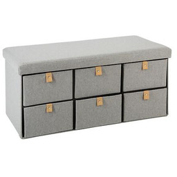 Pufa Suede prostokątna szara ze schowkiem i 6