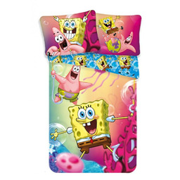 Jerry Fabrics Pościel bawełniana 140x200 Sponge Bob Kanciastoporty