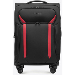 Średnia walizka miękka dwukolorowa czarno - czerwona