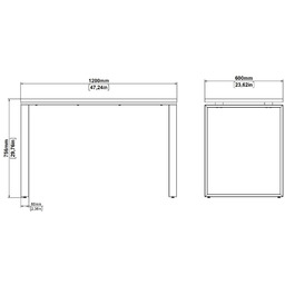 Biurko loftowe jackson hickory / białe mat 120